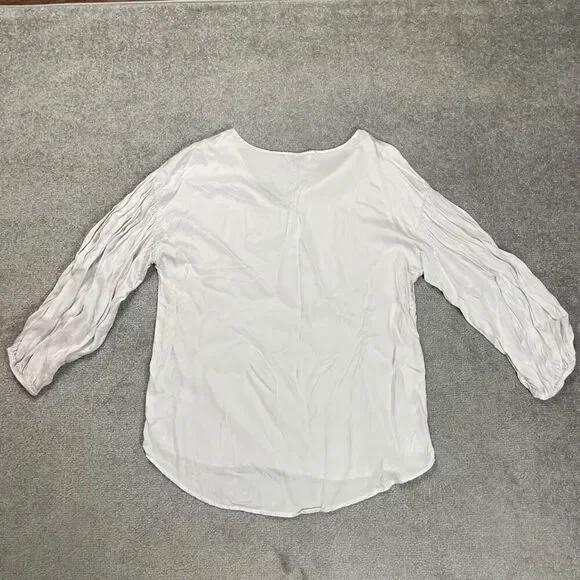 Michael Stars Womens Small Pullover Blouse White Long Sleeve Tie Neck Flowy NWOT - Picture 3 of 3